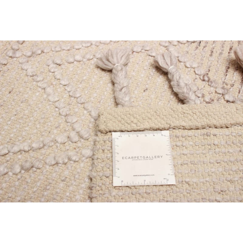 ECARPETGALLERY Braid weave Sienna Beige Wool Rug - 5'1 x 7'0