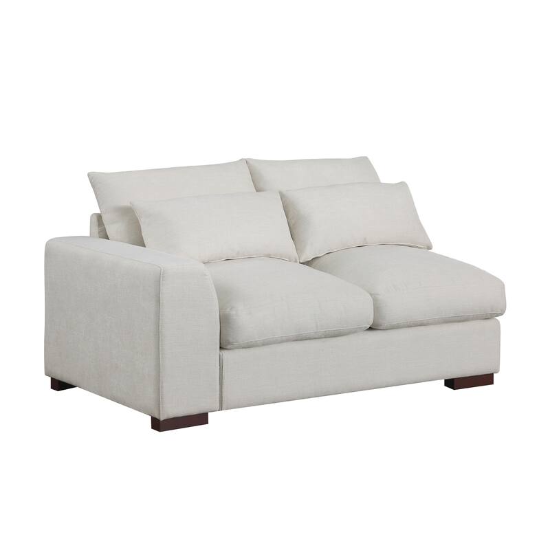 Linen Blend Sectional Sofa with 2 Ottomans and 4 Matching Pillows