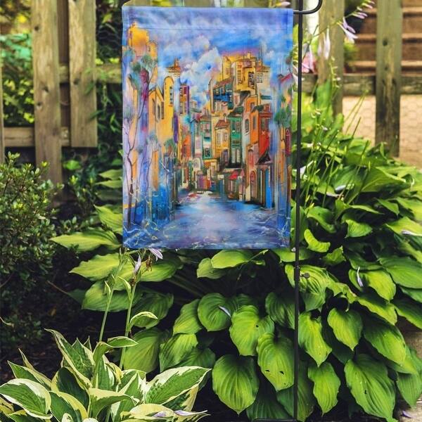 Shop Colorful Painting Cloudy Yard Orange Abstract Modern Canvas
