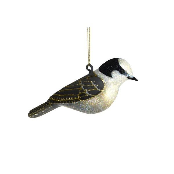 4.5 Glittery Silver and Gray Jay Hanging Glass Ornament - N/A
