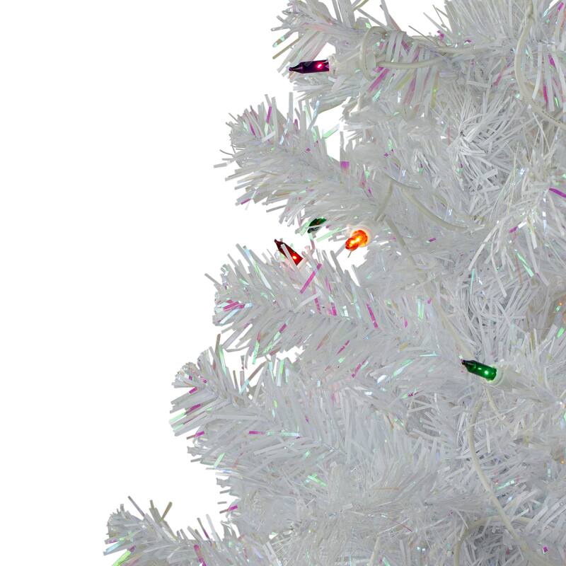 3' Prelit White Iridescent Pine Artificial Christmas Tree Bed Bath