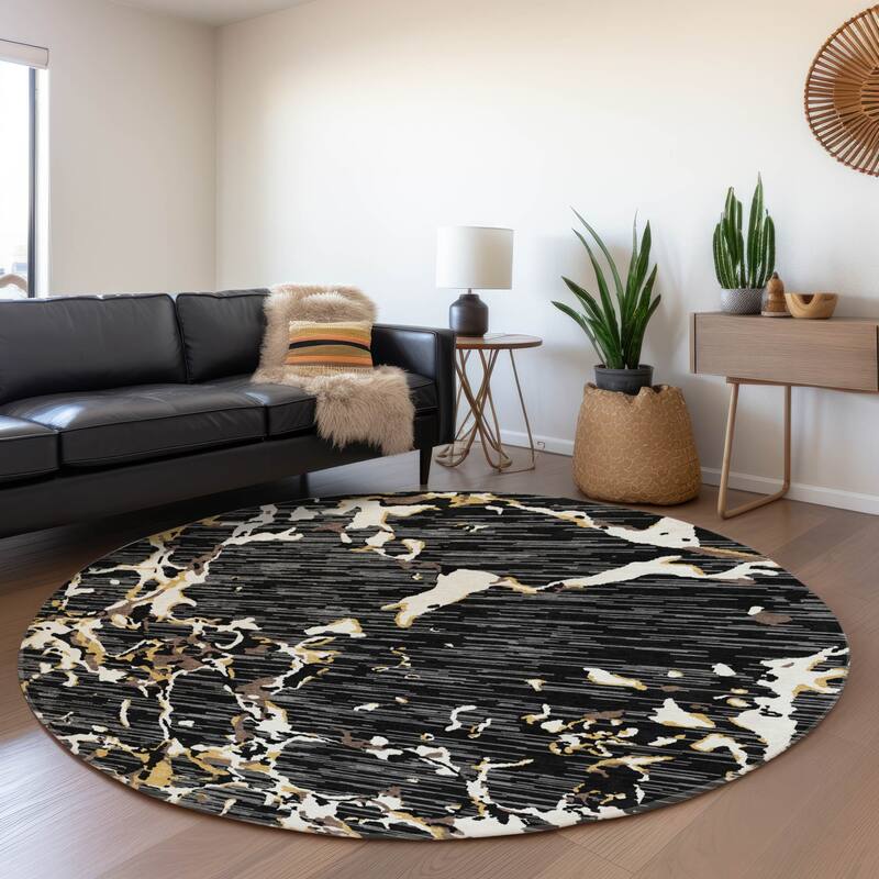 Premium Washable Super Soft Abstract Abrash Mayfield Rug - Black - 8' x 8'