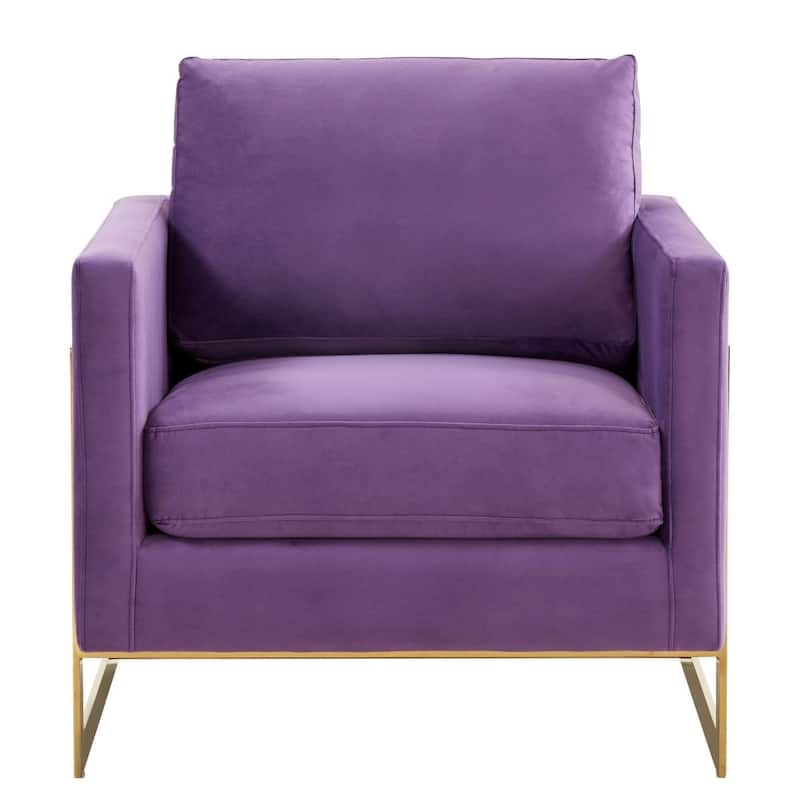 Lincoln Modern Velvet Upholstered Accent Designer Lounge Chair with Gold Frame for Living Room, Bedroom and Home Office - 34"