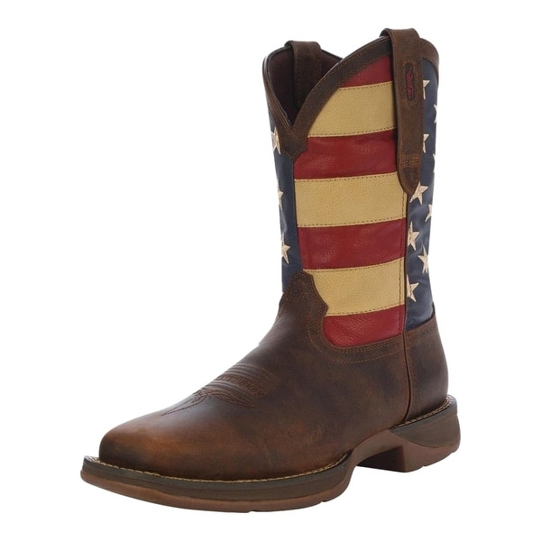 Durango Western Boots Mens 12" Rebel Patriotic Pull On Brown