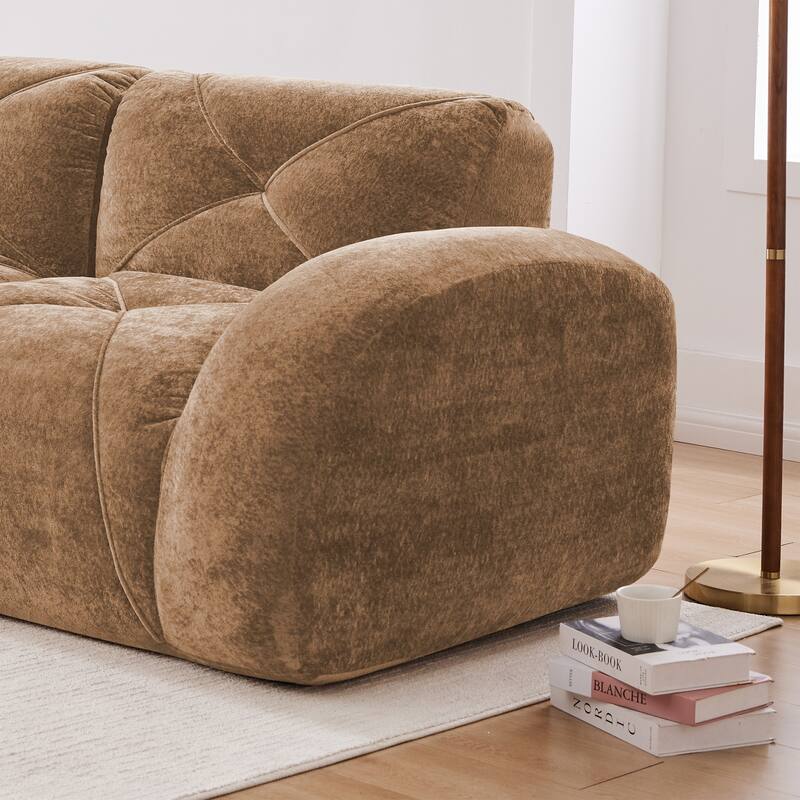 Velvet Tufted Loveseat Sofa Modular Couch, Boneless Deep Seat 2-Seater Couch, Available with/without Ottoman