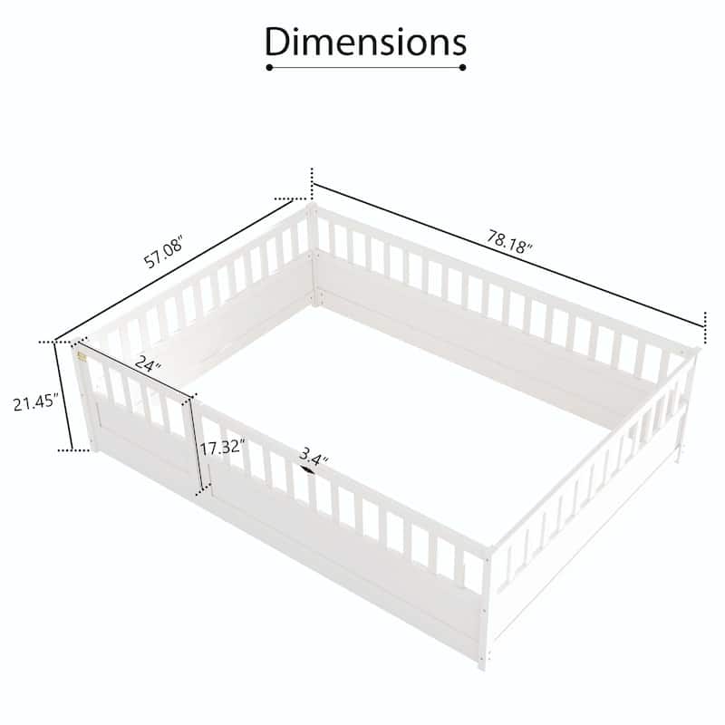 Montessori wooden children's floor bed without Support slat
