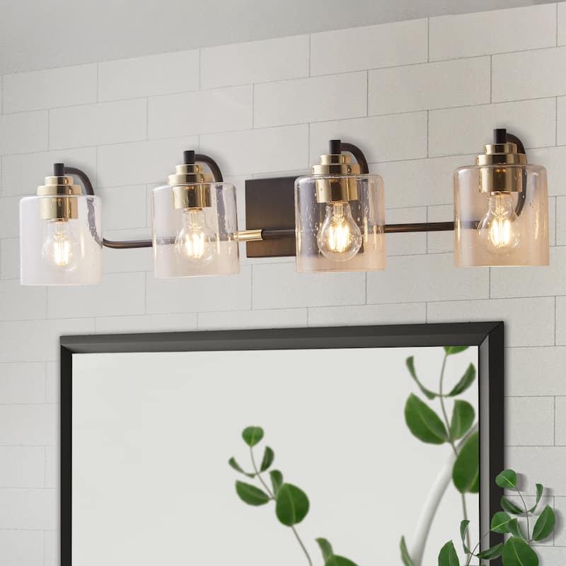 ExBrite Modern Rose Gold 3/4-light Bathroom Dimmable Crystal Vanity Lights Wall Sconces - Seeded - 4-Lights