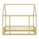 preview thumbnail 3 of 52, House Floor Bed with House Roof Frame and Safety Guardrails, Twin/Full Size Wooden Floor Montessori Bed House Bed for Kids