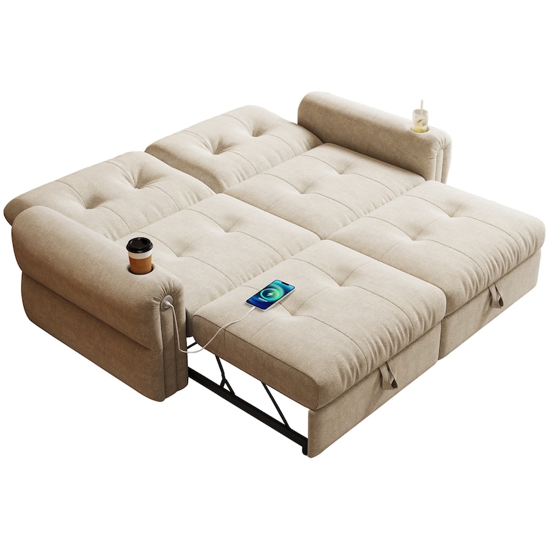 GDFStudio - Chenille Convertible 2-Seater 74" Sofa Bed