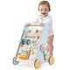 preview thumbnail 1 of 7, Wooden Baby Walker Push and Pull Learning Activity Center with Wheels-Blue - Multi Multi