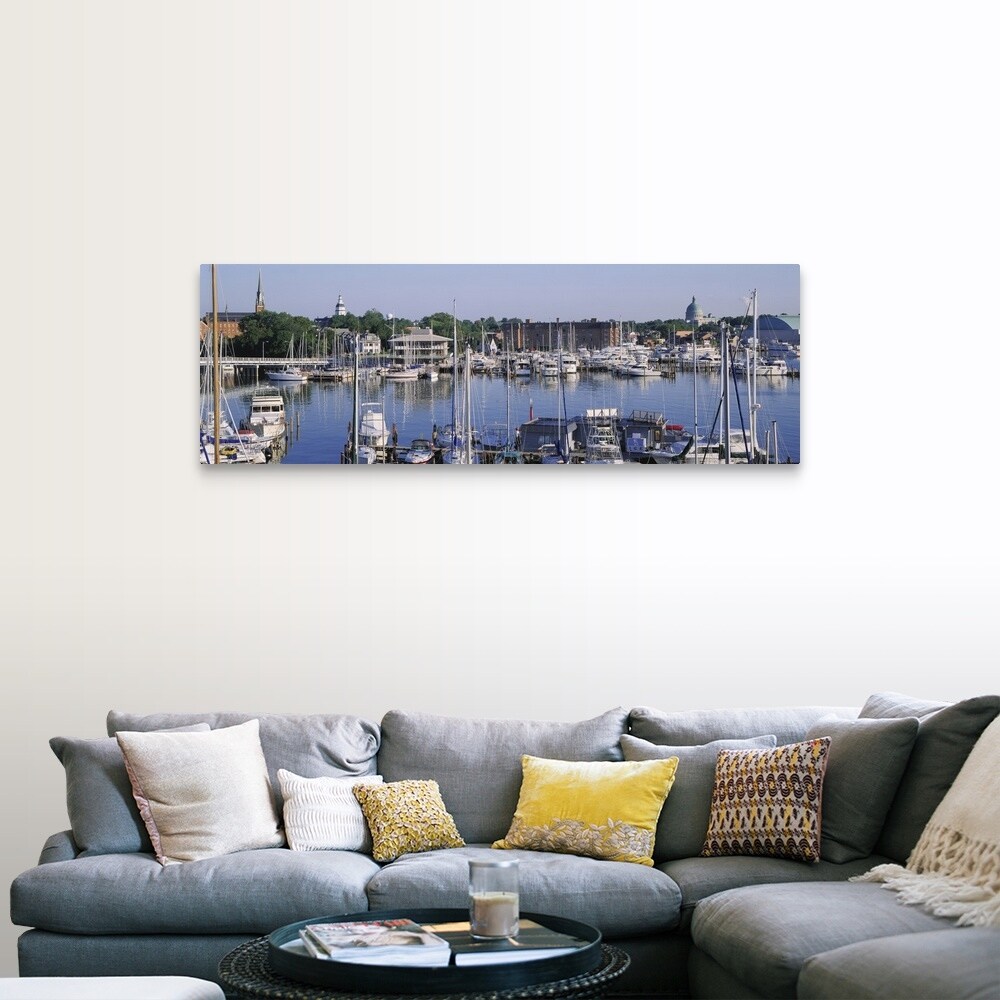 Shop Annapolis Annapolis Md Naval Academy Marina View Of Yachts In A Bay Canvas Wall Art Overstock 16856766