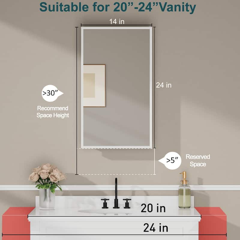 Elise Iron Medicine Cabinet with Mirror, Adjustable Shelves, Recessed or Wall Mount