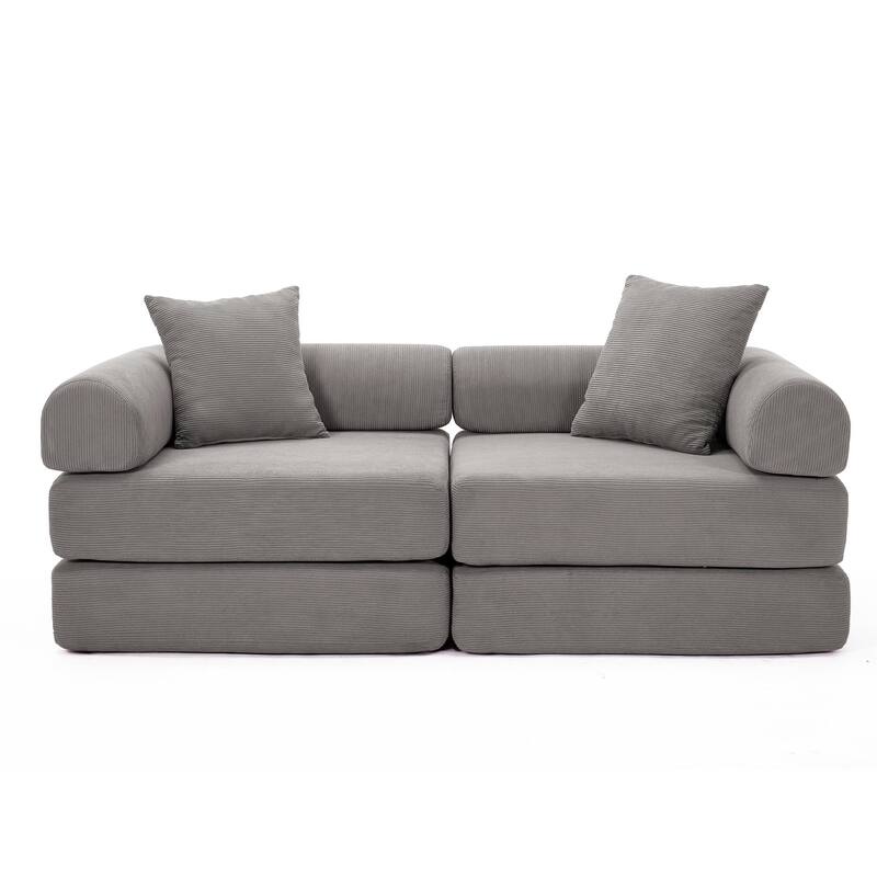 Modular Couch Sofa Bed, Convertible Design with Removable Armrests,Folding Mattress Couch for Small Spaces ,No Assembly