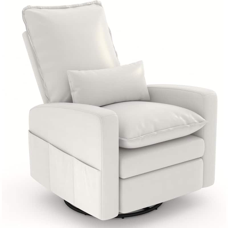 AECOJOY Power Swivel Rocker Recliner Chair Nursery Glider Chair Single Sofa - White