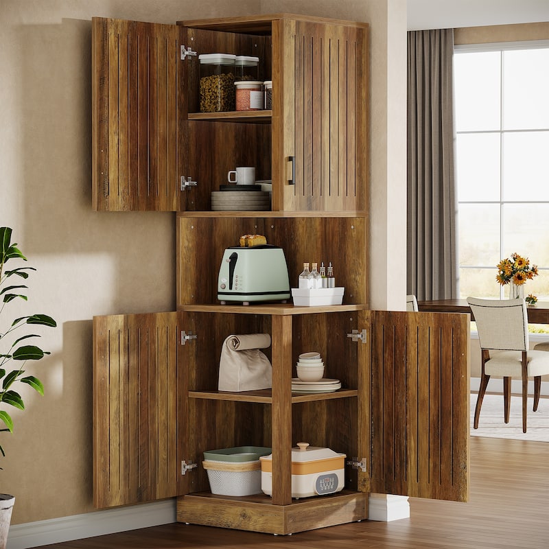 70.87" Tall Corner Cabinet with Doors and 5 Storage Shelves - 19.69" W x 19.69" D x 70.87" H