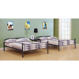 Gunmetal Full over Full Metal Bunk Bed with Fence for Kids