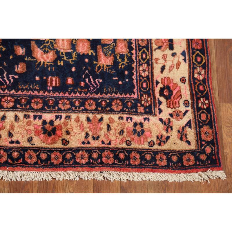 Blue Sirjan Persian Vintage Area Rug Hand-Knotted Wool Carpet - 4'6"x 6'3"