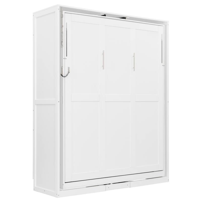 Rotating Queen Murphy Bed with Hidden Storage, Space-Saving Wall Bed for Home Office