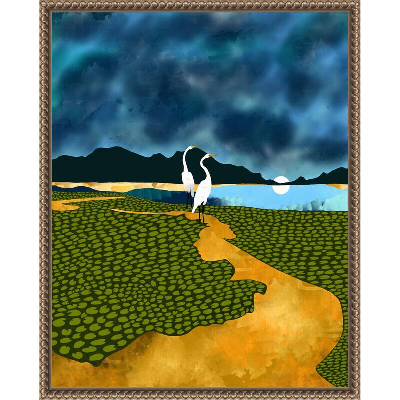 Great Egrets On Honeymoon Island by Uma Gokhale Framed Canvas Wall Art
