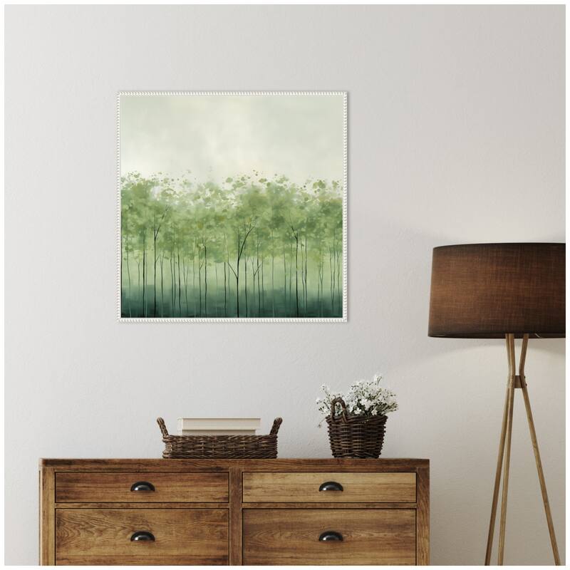 Kate and Laurel Abstract Green Trees by The Creative Bunch Studio Framed Canvas Wall Art Print