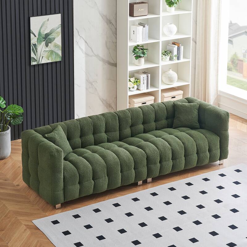 102'' teddy velvet four-seater modern style sofa