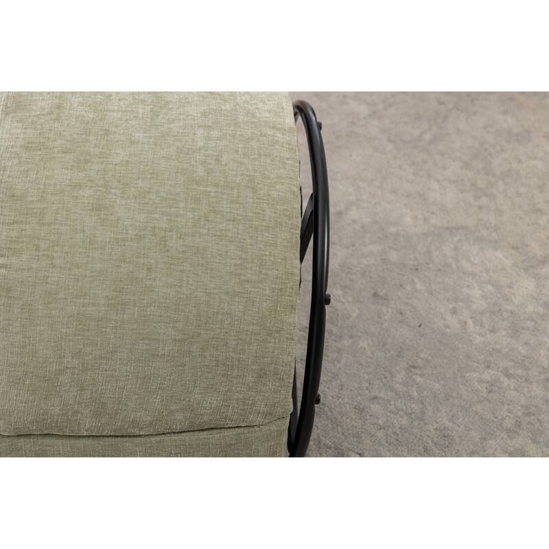 Light Green Chenille Modern 25.6" Upholstered Swivel Barrel Chair with Black Powder Coating and Metal Ring