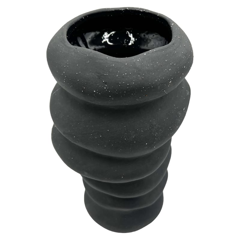 9 Inch Tall Modern Black Ceramic Vase