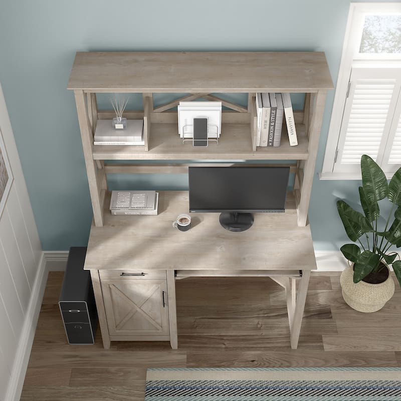 Key West 48W Small Computer Desk with Hutch by Bush Furniture