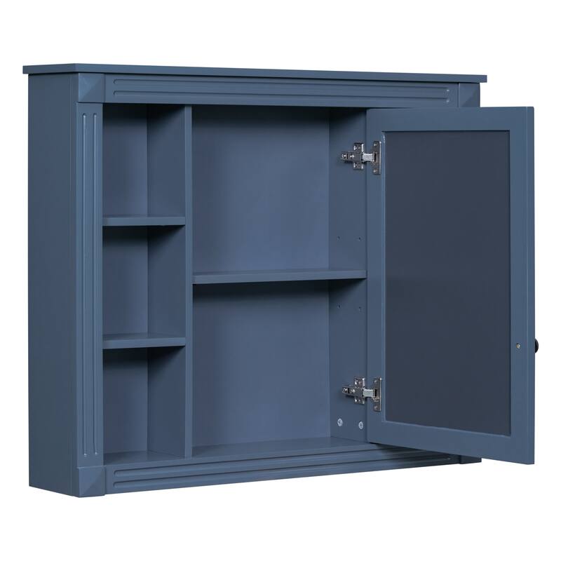 35 in. W x 28.7 in. H Rectangular Surface Mount Bathroom Medicine Cabinet with Mirror with Open Shelves