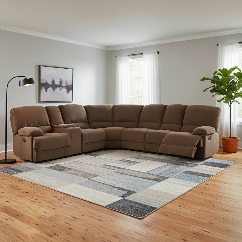 Kevin Transitional Polyester Sectional - Brown