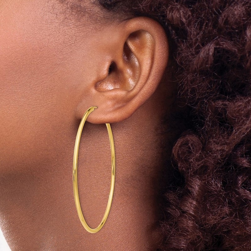 Curata 10k Yellow Gold Polished Endless Hoop Earrings - 12mm - 56mm