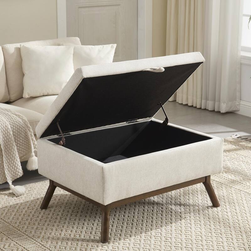 Mid-Century Modern Square Coffee Table with Storage Bench