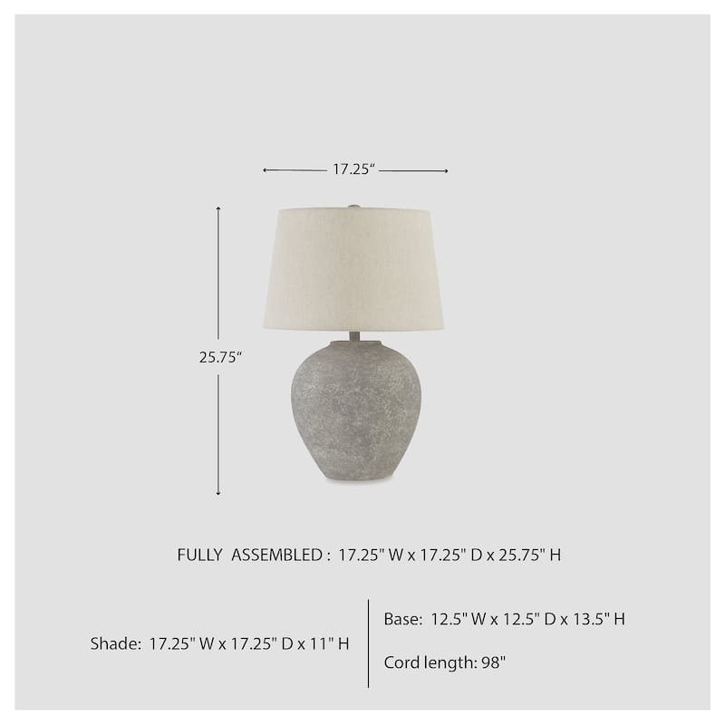 Signature Design by Ashley Dreward Distressed Gray Table Lamp - 17"W x 17"D x 25"H