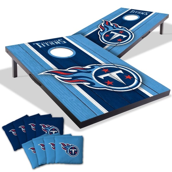 slide 2 of 7, Tennessee Titans NFL Compact 2x3 Tailgate Cornhole Board Set Include Carrying Case