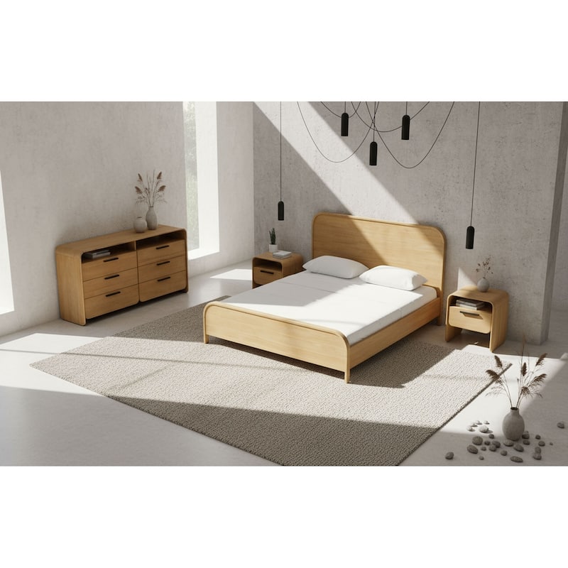 Modrest Dresden Modern Natural Acacia 1-Drawer Nightstand