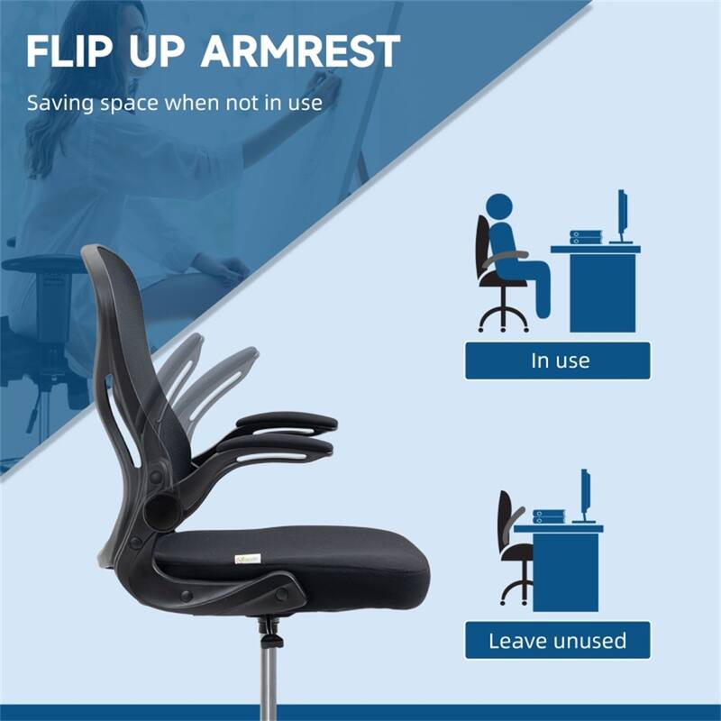 Black Mesh Ergonomic Drafting Chair with Lumbar Support and Footrest - 23.2" W x 25.6" D x 40.2"-48" H