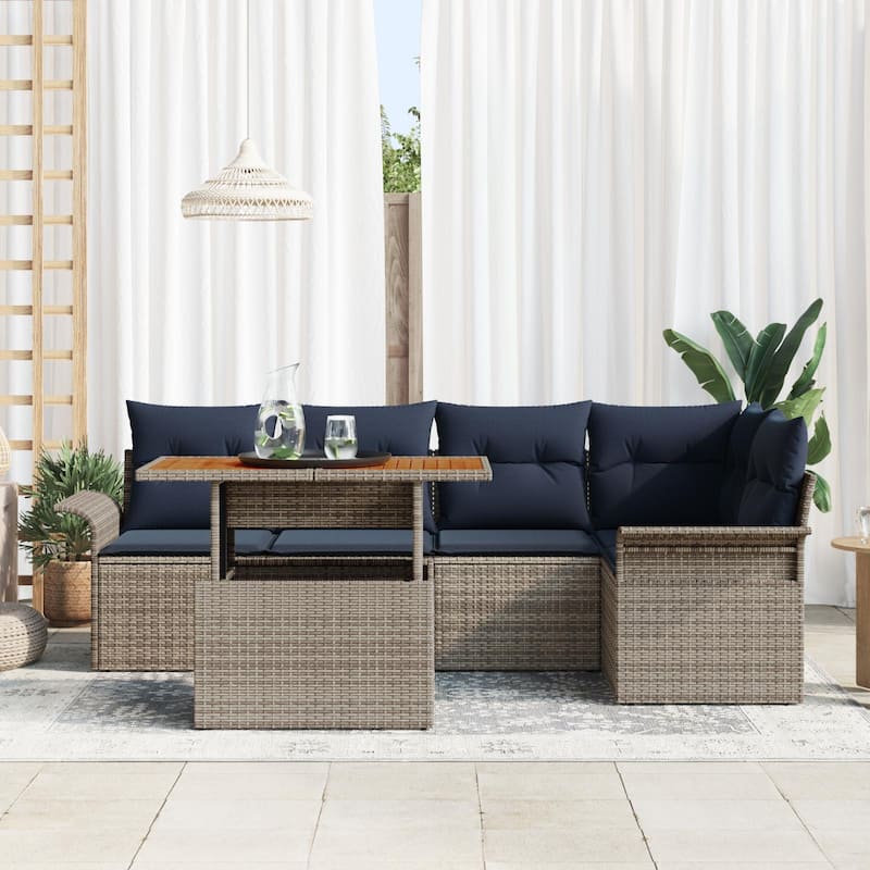 vidaXL 6 Piece Garden Sofa Set with Cushions - 95.5×52.2×27.2