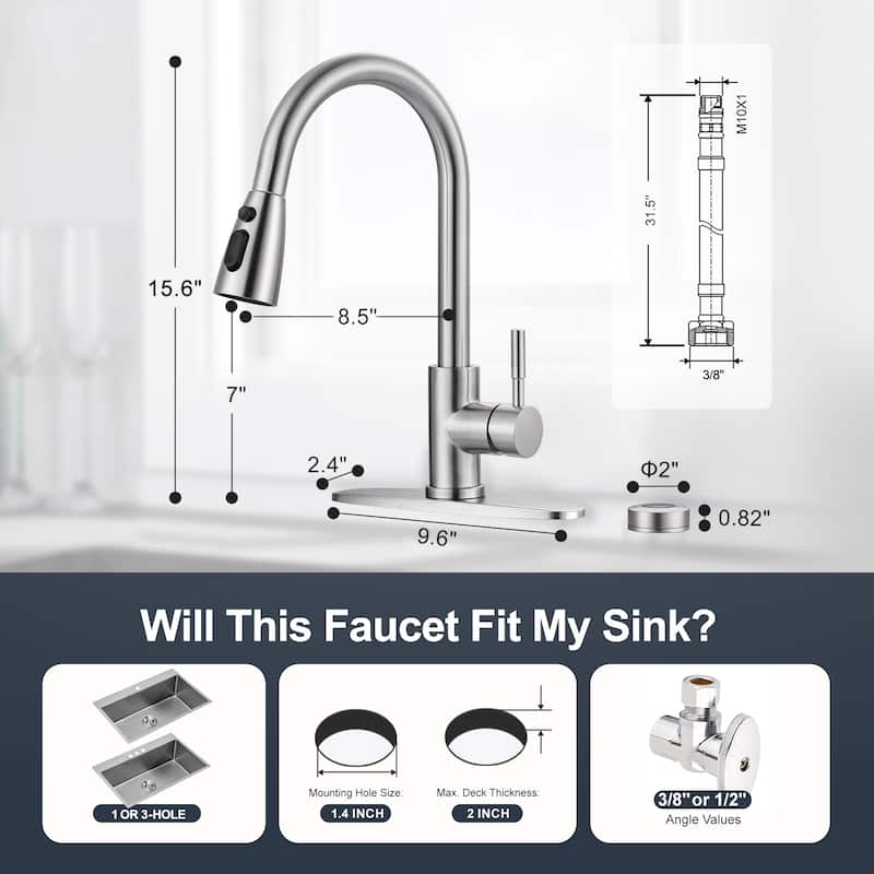 WOWOW Single Handle Pull Down Sprayer Kitchen Faucet with Mobile Sensor