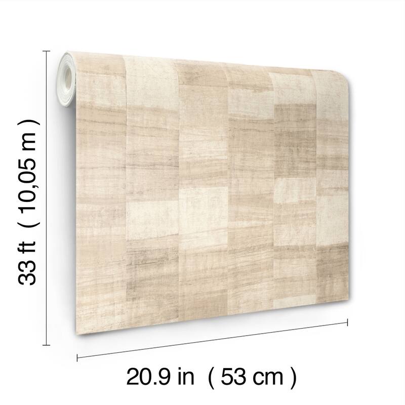 A-Street Prints Ivo Beige Block Stripe Wallpaper