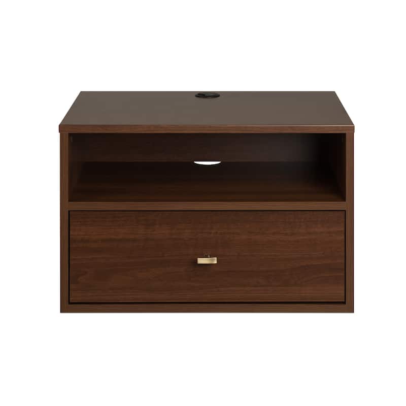 Prepac 1 Drawer Floating Nightstand with Open Shelf, Wall Mounted Nightstand, Contemporary Bedroom Furniture