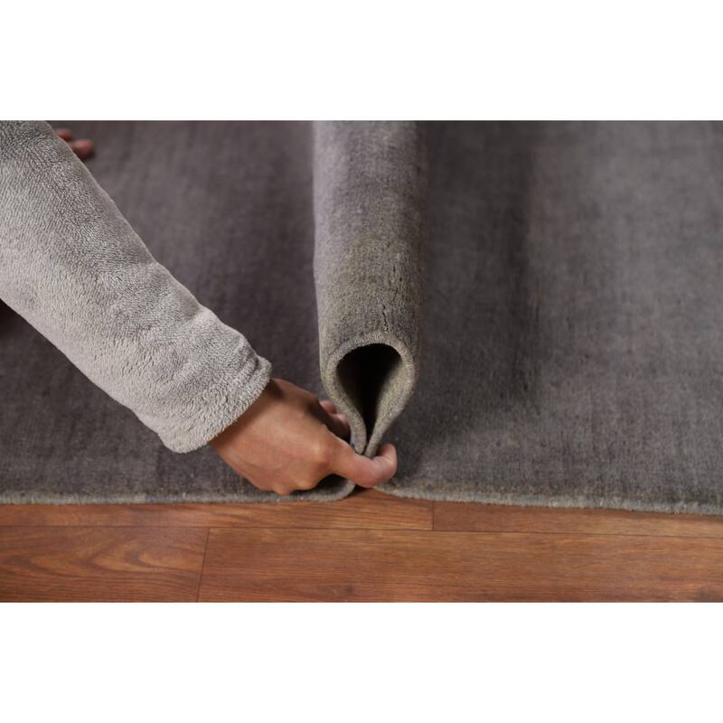 Gray Blue Gabbeh Oriental Runner Rug Handmade Wool Carpet - 2'11"x 6'8"