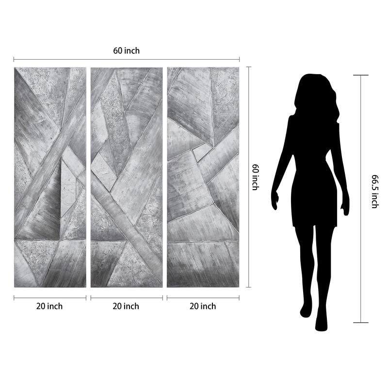 Diamonds Textured Metallic Hand Painted Canvas Wall Art Set of 3