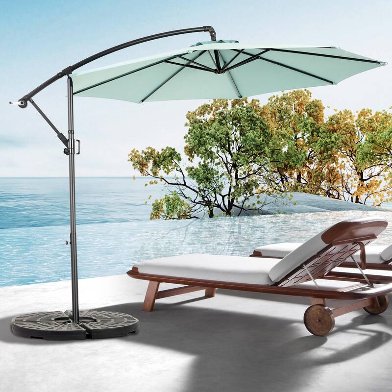 9.64 ft. Steel Market Outdoor Patio Umbrella with 8 Ribs, Offset Hanging Umbrella with Easy Tilt Adjustment
