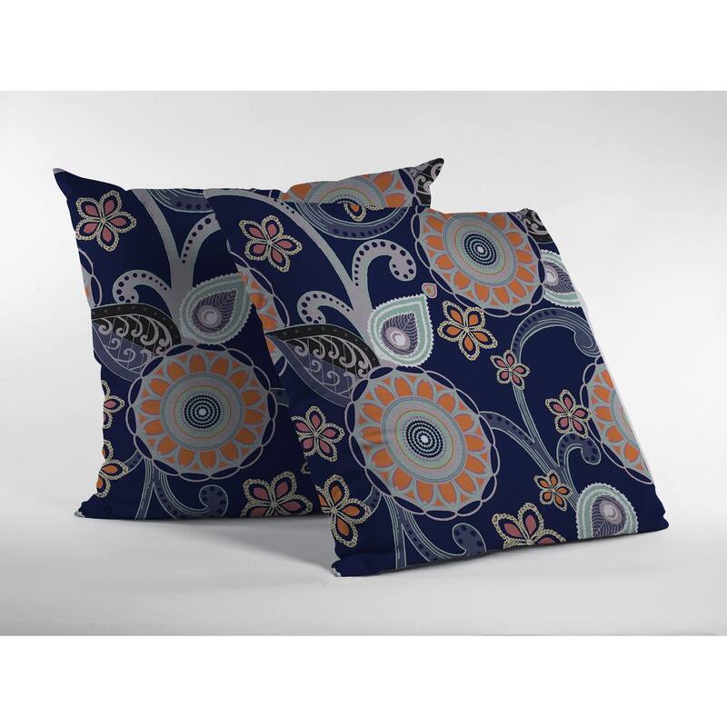 Amrita Sen Flower Circles Faux Suede Throw Pillow Zip