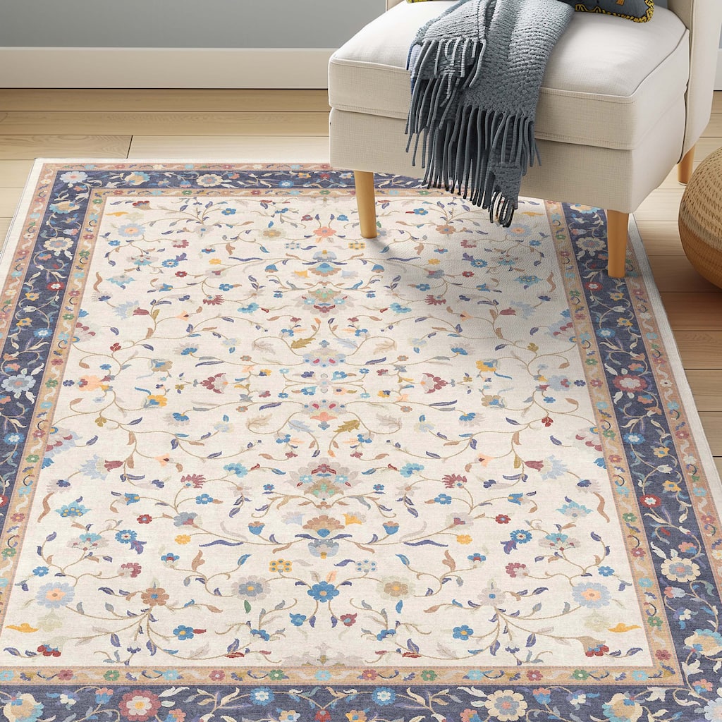Well Woven Crayola Traditional Floral Elegance Modern 5' x 7' Low-Pile Rug - 5' x 7'