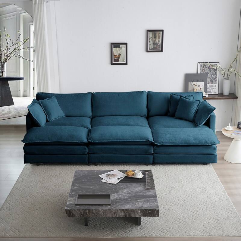 Modern Accent Chair with Ottoman, Living Room Club Chair Chenille Upholstered Armchair , Reading Chair for Bedroom