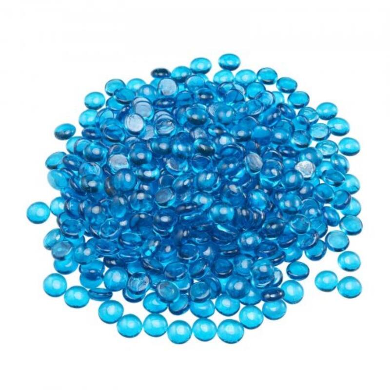 Caribbean Blue Fireproof Flat Round Glass Beads 10 lbs Heat Resistant - 3/4 inch - Caribbean Blue