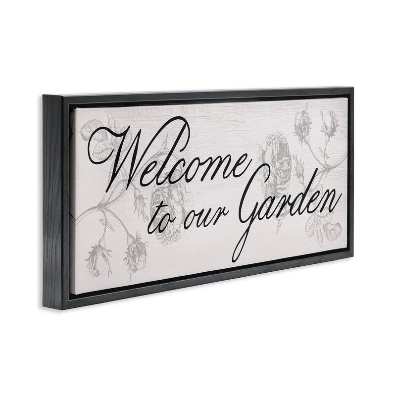 Stupell Vintage Welcome To The Garden Framed Floater Canvas Wall Art Design By Lil' Rue
