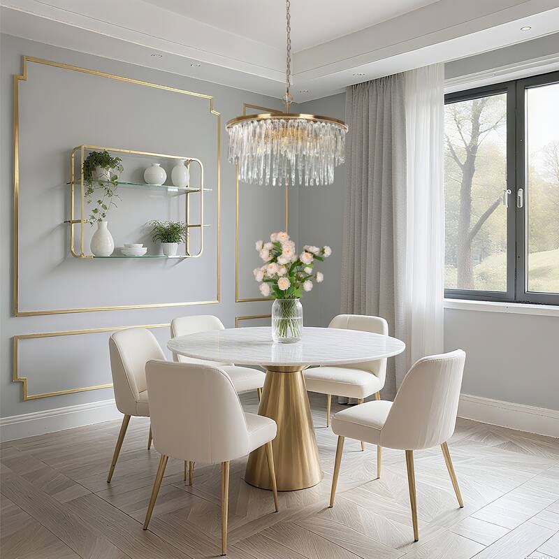 Modern Gold 2-Tier 6-Light Drum Chandelier for Dining Living Room