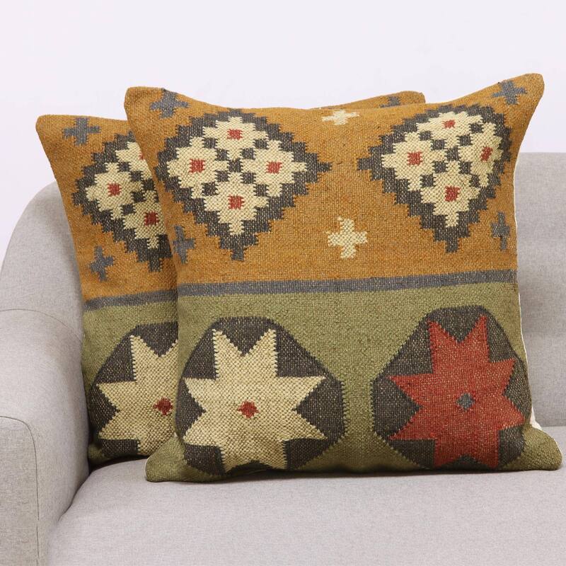 Handmade Geometric Reflection Jute cushion covers (India)